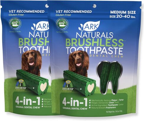 Ark Naturals معجون الأسنان بدون فرش ، ومضغ أسنان الكلاب للسلالات المتوسطة ، والتنفس الناتبي in Kuwait