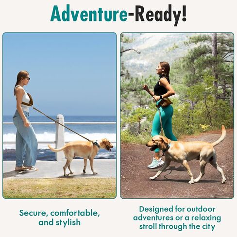 Hands Free Dog Leash with Dog Treat Pouch - Stylish & Trendy Waist Leash for Dog Walking - Wear Around Waist or Crossbody - Durable & Detachable - Shock Absorbing - Waste Bag Dispenser - Neutral Color in Saudi Arabia