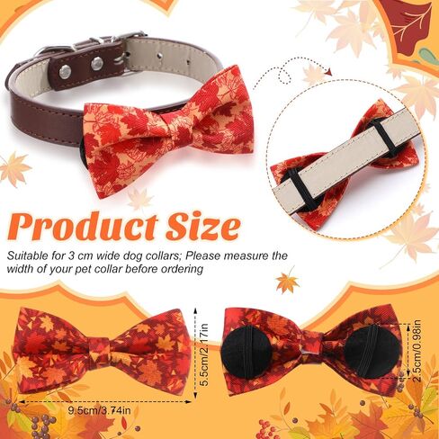 Hillban 50 PCS Fall Collar Bow Bow Ties Maple Leaves Cogs Collar Accessories Pet in Kuwait