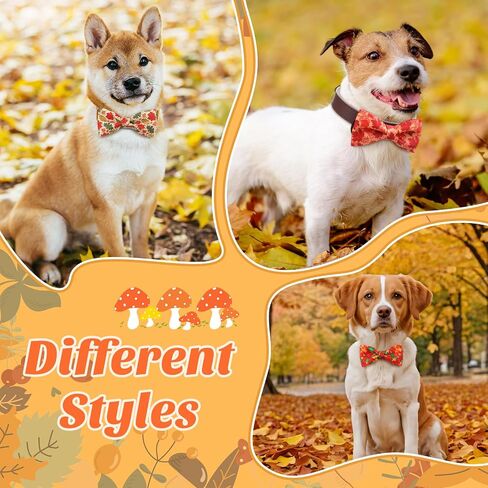 Hillban 50 PCS Fall Collar Bow Bow Ties Maple Leaves Cogs Collar Accessories Pet in Kuwait