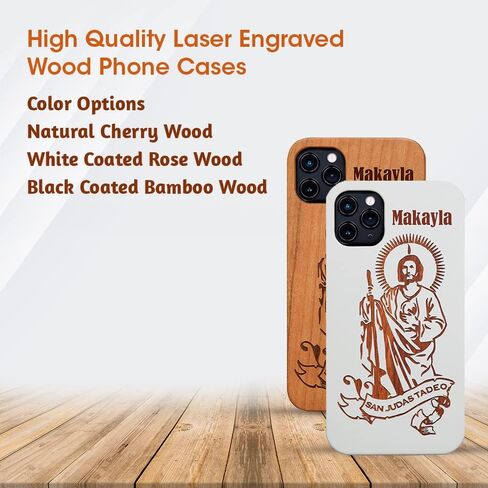 Virgen De Guadalupe - Custom Wood Phone Case + FREE Tempered Glass (Virgin Mary - Our Lady of Guadalupe) for iPhone 15/14/13/12/11 (Mini ,Pro, Pro Max,Plus)Xs,Xr,X Samsung S21/S22/S23 UL+ FE Note 12 L in Saudi Arabia