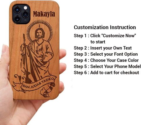 Virgen De Guadalupe - Custom Wood Phone Case + FREE Tempered Glass (Virgin Mary - Our Lady of Guadalupe) for iPhone 15/14/13/12/11 (Mini ,Pro, Pro Max,Plus)Xs,Xr,X Samsung S21/S22/S23 UL+ FE Note 12 L in Saudi Arabia