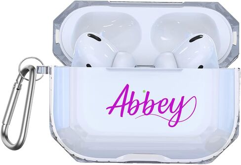 Name Case For AirPods 2 Pro with Keychain Protective Custom Personalized with Name Clear For AirPods 3 AP49 in Saudi Arabia