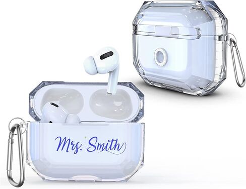 Name Case For AirPods 2 Pro with Keychain Protective Custom Personalized with Name Clear For AirPods 3 AP49 in Saudi Arabia