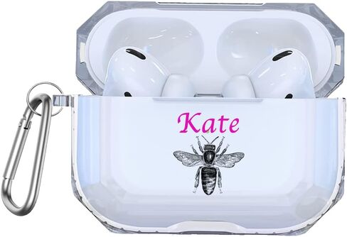 Custom Name Case For Airpods 2 Pro with Keychain Protective Personalized with Name Bee Bumblebee pods 12 Case AP66 in Saudi Arabia