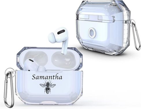 Custom Name Case For Airpods 2 Pro with Keychain Protective Personalized with Name Bee Bumblebee pods 12 Case AP66 in Saudi Arabia