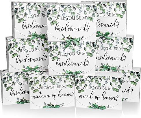 wluuseaxi 10 حزمة مربع اقتراح وصيفه الشرف مجموعة مع الشريط، خادمة الشرف صندوق اقتراح ماترون الشرف علب الهدايا وصيفه الشرف لهدايا اقتراح وصيفه الشرف in Kuwait