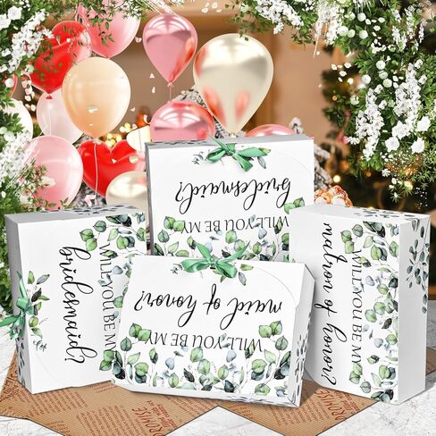 wluuseaxi 10 حزمة مربع اقتراح وصيفه الشرف مجموعة مع الشريط، خادمة الشرف صندوق اقتراح ماترون الشرف علب الهدايا وصيفه الشرف لهدايا اقتراح وصيفه الشرف in Kuwait