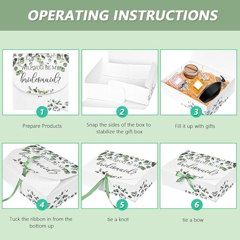 wluuseaxi 10 حزمة مربع اقتراح وصيفه الشرف مجموعة مع الشريط، خادمة الشرف صندوق اقتراح ماترون الشرف علب الهدايا وصيفه الشرف لهدايا اقتراح وصيفه الشرف in Kuwait