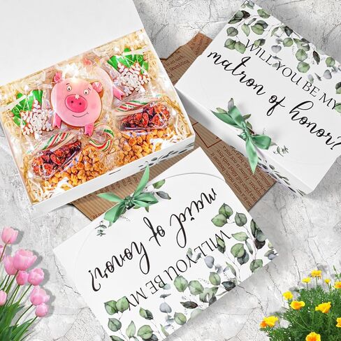 wluuseaxi 10 حزمة مربع اقتراح وصيفه الشرف مجموعة مع الشريط، خادمة الشرف صندوق اقتراح ماترون الشرف علب الهدايا وصيفه الشرف لهدايا اقتراح وصيفه الشرف in Kuwait