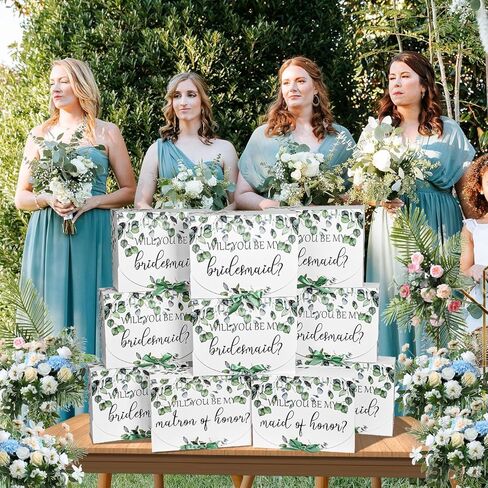 wluuseaxi 10 حزمة مربع اقتراح وصيفه الشرف مجموعة مع الشريط، خادمة الشرف صندوق اقتراح ماترون الشرف علب الهدايا وصيفه الشرف لهدايا اقتراح وصيفه الشرف in Kuwait