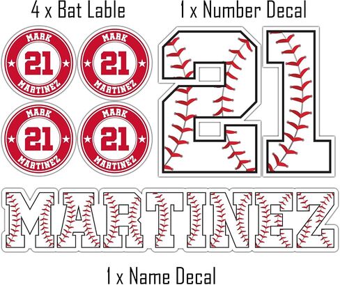 Custom Baseball Helmet Sticker Set - Includes Personalized Decals for Baseball Bats, Softball Bats, Sports Helmets, Bat Knobs and More (Baseball Color) in Saudi Arabia
