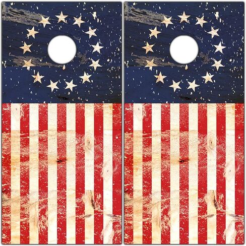 Cornhole Board Wraps and Decals Cornhole Wraps for Boards - 25+ Designs Set of 2 Corn Hole Decal, Professional Vinyl Cornhole Decal for Boards Covers Sticker Cornhole Vinyl Wraps (Betsy Ross Flag) in Saudi Arabia