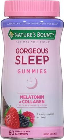 Nature's Bounty Optimal Solutions Gorgeous Sleep Melatonin 5mg Gummies with Collagen, Assorted Fruit Flavors, 60 Count in Saudi Arabia