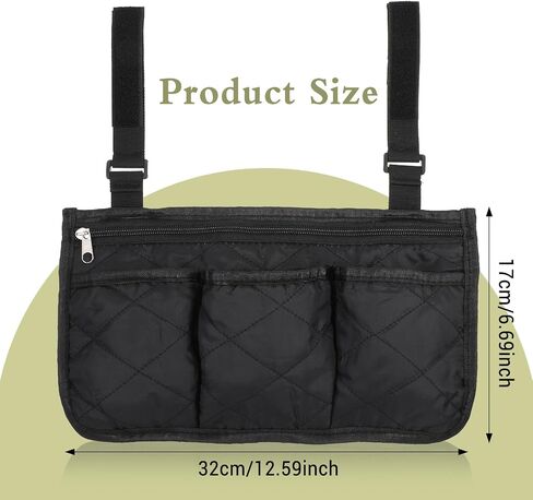 Giantree Wheelchair Side Bag, Wheelchair Armrest Bags, Adjustable Wheelchairs Storage Bags, Large Capacity Folding Walker Storage Bag, Suitable for Folding Walker Rollator Electric Scooter Wheelchairs in Saudi Arabia