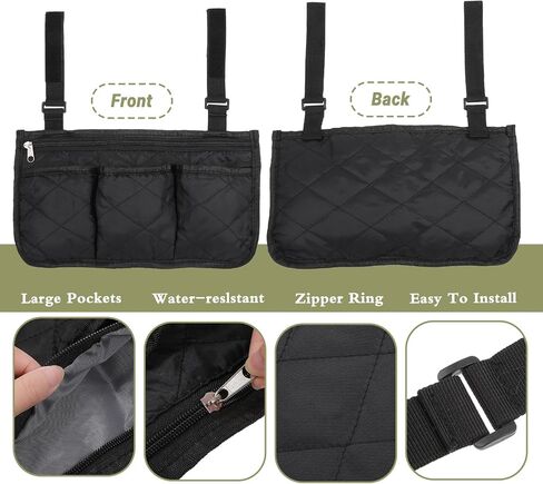 Giantree Wheelchair Side Bag, Wheelchair Armrest Bags, Adjustable Wheelchairs Storage Bags, Large Capacity Folding Walker Storage Bag, Suitable for Folding Walker Rollator Electric Scooter Wheelchairs in Saudi Arabia