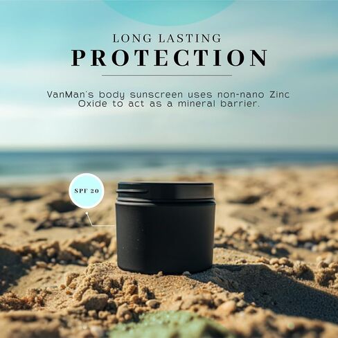 Vanman's - واقي من الشمس والشحم - مقاوم للماء 20 SPF من واقي الشمس الشحم مع زيت الزيتون ، شمع العسل - واقيات الشمس المعدنية مع المعادن غير النانو - 2.5 أوقية in Kuwait