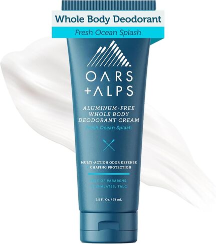 Oars + Alps Whole Body Deodorant Cream For Men - Multi-Action Odor Defense - Aluminum Free, Baking Soda Free, Anti-Chafe - 2.5 Ounce Tube - Fresh Ocean Splash in Saudi Arabia