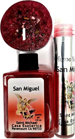 Tripack Arcangel San Miguel ، Achangel Saint Michael Ritual ، Tealight ، Aceite Espiritual y Mini Perfume Esoterico ، Casa Esoterica in Saudi Arabia