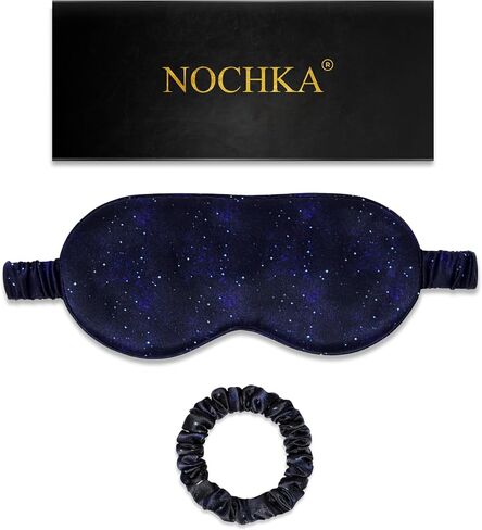 100% Mulberry Silk Sleep Mask Set - Adjustable Eye Mask with Pouch & Scrunchie for Men & Women, Large Size, Total Blackout, Noise Reduction, Ear Protection, Hypoallergenic, Moisture-Wicking, Handcrafted in the USA (Wild Rose Set) in Saudi Arabia