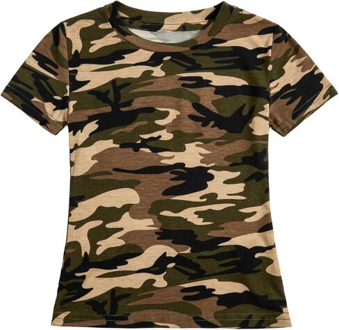 WDIRARA Girl's Newspaper Print Tank Top Round Neck Short Sleeve Slim Tee Top in Kuwait