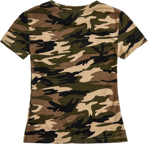 WDIRARA Girl's Newspaper Print Tank Top Round Neck Short Sleeve Slim Tee Top in Kuwait