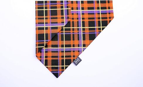 Fall over the collar dog bandana, harvest slip on pet bandana, Thanksgiving and Halloween dog & cat accessory (Halloween Plaid, Small) in Kuwait