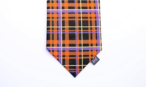 Fall over the collar dog bandana, harvest slip on pet bandana, Thanksgiving and Halloween dog & cat accessory (Halloween Plaid, Small) in Kuwait