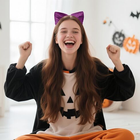 Edoneery Halloween Cat Fox Wolf Fux Fur Ears عقال ، ملحق الشعر المصنوع يدويًا للبالغين Cosplay & Fancy Dress Plass (رمادي فاتح) in Kuwait