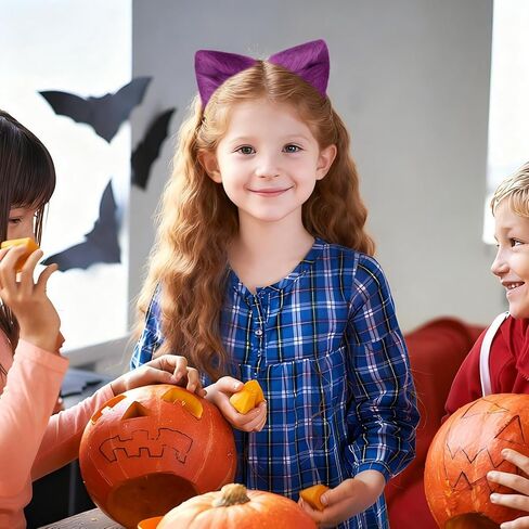 Edoneery Halloween Cat Fox Wolf Fux Fur Ears عقال ، ملحق الشعر المصنوع يدويًا للبالغين Cosplay & Fancy Dress Plass (رمادي فاتح) in Kuwait