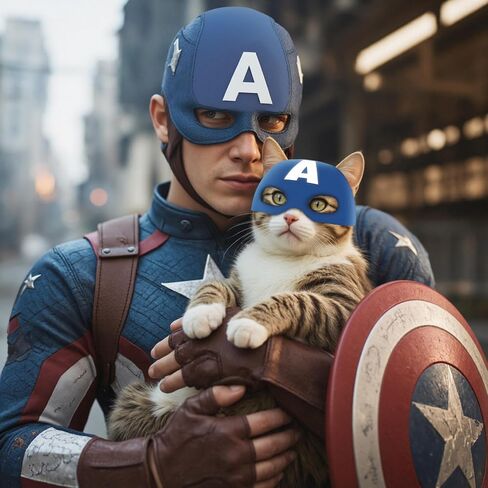 Cat Bat Mask Action Assumes Accessories for Cats ، Cat Bat Cosplay Apparel (Medium ، Blue Captain) in Kuwait