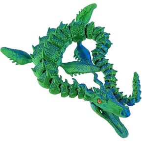 Dragon Dragon Dragon Dragon Majestic Sea Dragon مع فتح الحيوانات المطبوعة ثلاثية الأبعاد مرنة (أخضر أزرق) in Saudi Arabia