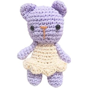 Delightful Handmade crochet animals for Kids. Cute Bear Emotional Support Crochet for Toddlers. Bear Amigurumi Soft Organic crochet stuffed animals Size 5.51 inches. (Beige with Blue) in Saudi Arabia