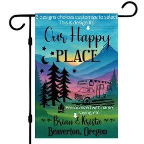 Campsite Decoration, Camper Garden Flag, Personalized Camper Sign, Gift for camper, Custom outdoor camping decor, unique yard decor for RV travel trailer, Motorhome, tent, van life (RV) in Kuwait