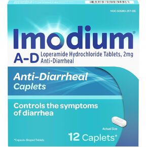Imodium AD Diarrhea Relief Caplets -Loperamide Hydrochloride Anti-Diarrheal Medicine (294314), Blue, 6 Count in Kuwait