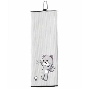 Cat Golfer Tri-Fold 100 ٪ Microfiber Waffle Waffle Fael Fail For Women Men Golfing Cat Lover in Kuwait