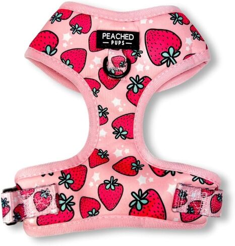 Strawberry Dog Harness – Adjustable No Pull Pet Harness with Dual D-Rings – Cute Pink Summer Design for Small to Large Dogs (XS–L) – Soft, Breathable Mesh in Saudi Arabia