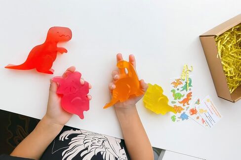 Kids Soap Bar (Set of 4) - Unique Natural Dinosaur Shaped Soaps for Children - Bonus Dino Tattoos, Gentle Bath Soap for Sensitive Skin - Fun Gift for Kids - Birthday, Bath Time - Handmade in USA in Saudi Arabia