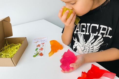 Kids Soap Bar (Set of 4) - Unique Natural Dinosaur Shaped Soaps for Children - Bonus Dino Tattoos, Gentle Bath Soap for Sensitive Skin - Fun Gift for Kids - Birthday, Bath Time - Handmade in USA in Saudi Arabia