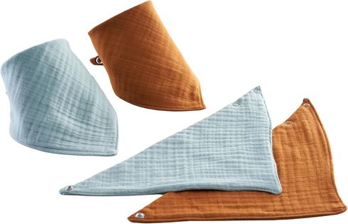 Baby Bandana Bibs 8 Pack و 100 ٪ من القطن الثلاثي الطبقة الشاش من التسنين والسيلان ، والألوان للجنسين القرفة والأخضر النعن in Saudi Arabia