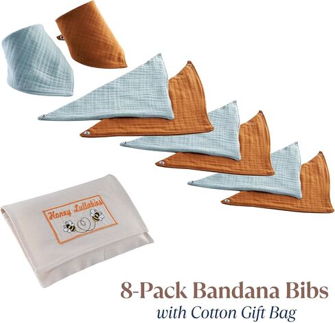 Baby Bandana Bibs 8 Pack و 100 ٪ من القطن الثلاثي الطبقة الشاش من التسنين والسيلان ، والألوان للجنسين القرفة والأخضر النعن in Saudi Arabia