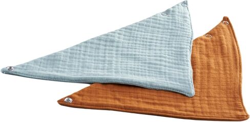 Baby Bandana Bibs 8 Pack و 100 ٪ من القطن الثلاثي الطبقة الشاش من التسنين والسيلان ، والألوان للجنسين القرفة والأخضر النعن in Saudi Arabia