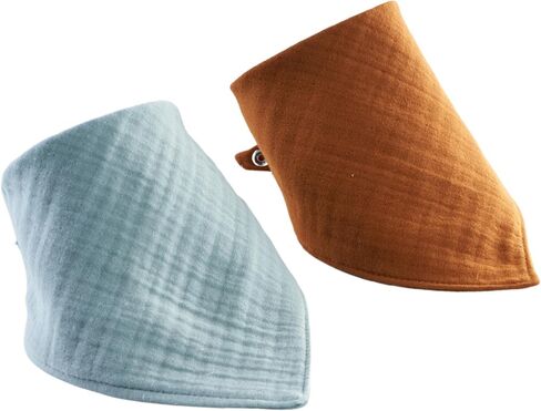 Baby Bandana Bibs 8 Pack و 100 ٪ من القطن الثلاثي الطبقة الشاش من التسنين والسيلان ، والألوان للجنسين القرفة والأخضر النعن in Saudi Arabia