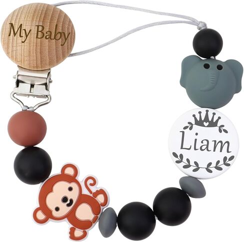Personalized Pacifier Clip with Name, Custom Animal Pacifier Clips for Boy Girl, Personalized Custom Baby Gifts for Newborn (Mouse-Black) in Kuwait