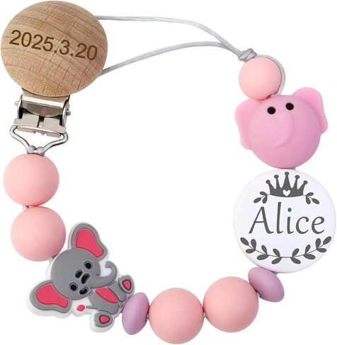 Personalized Pacifier Clip with Name, Custom Animal Pacifier Clips for Boy Girl, Personalized Custom Baby Gifts for Newborn (Mouse-Black) in Kuwait