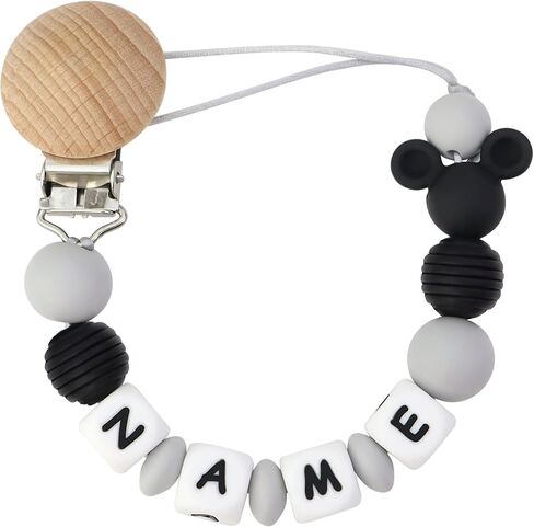 اسم مخصصات مقطع مقاطع Pacifier Clips ، اسم الطفل المخصص للأطفال ملحقات الأطفال حديثي الولادة استحمام الطفل بوي فتاة مصاصة (وردي الماوس) in Kuwait