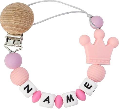 اسم مخصصات مقطع مقاطع Pacifier Clips ، اسم الطفل المخصص للأطفال ملحقات الأطفال حديثي الولادة استحمام الطفل بوي فتاة مصاصة (وردي الماوس) in Kuwait