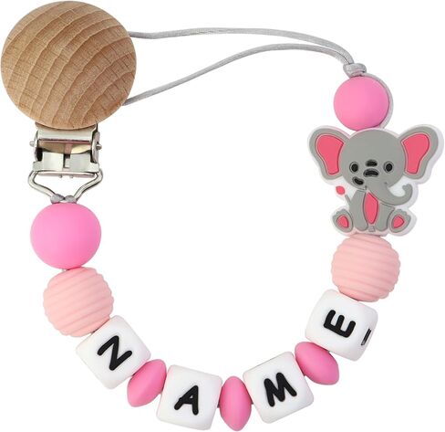 اسم مخصصات مقطع مقاطع Pacifier Clips ، اسم الطفل المخصص للأطفال ملحقات الأطفال حديثي الولادة استحمام الطفل بوي فتاة مصاصة (وردي الماوس) in Kuwait