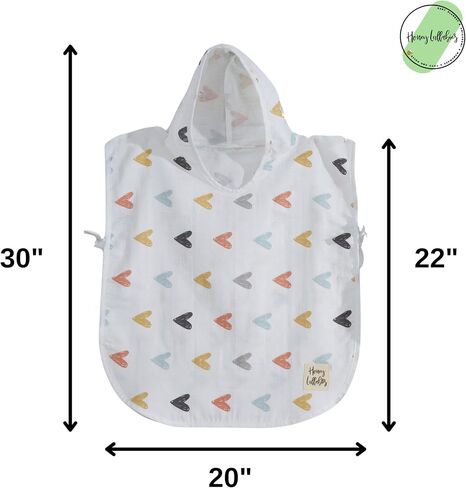 Muslin Blanket and Poncho Baby Set, 100% Cotton, Lightweight and Breathable, Perfect for Summer and Daily Use, for Babies and Toddlers (Pastel Hearts Pattern) in Saudi Arabia