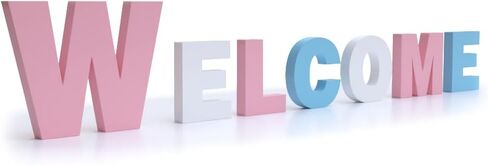 3D WELCOME Letters Sign PVC Wall & Tabletop Decor (W:6in, Others:4in) - Indoor Outdoor Home Wedding Cafe Christmas Decorations with 2 Color Variations(Fuchsia + White + Gray) in Saudi Arabia